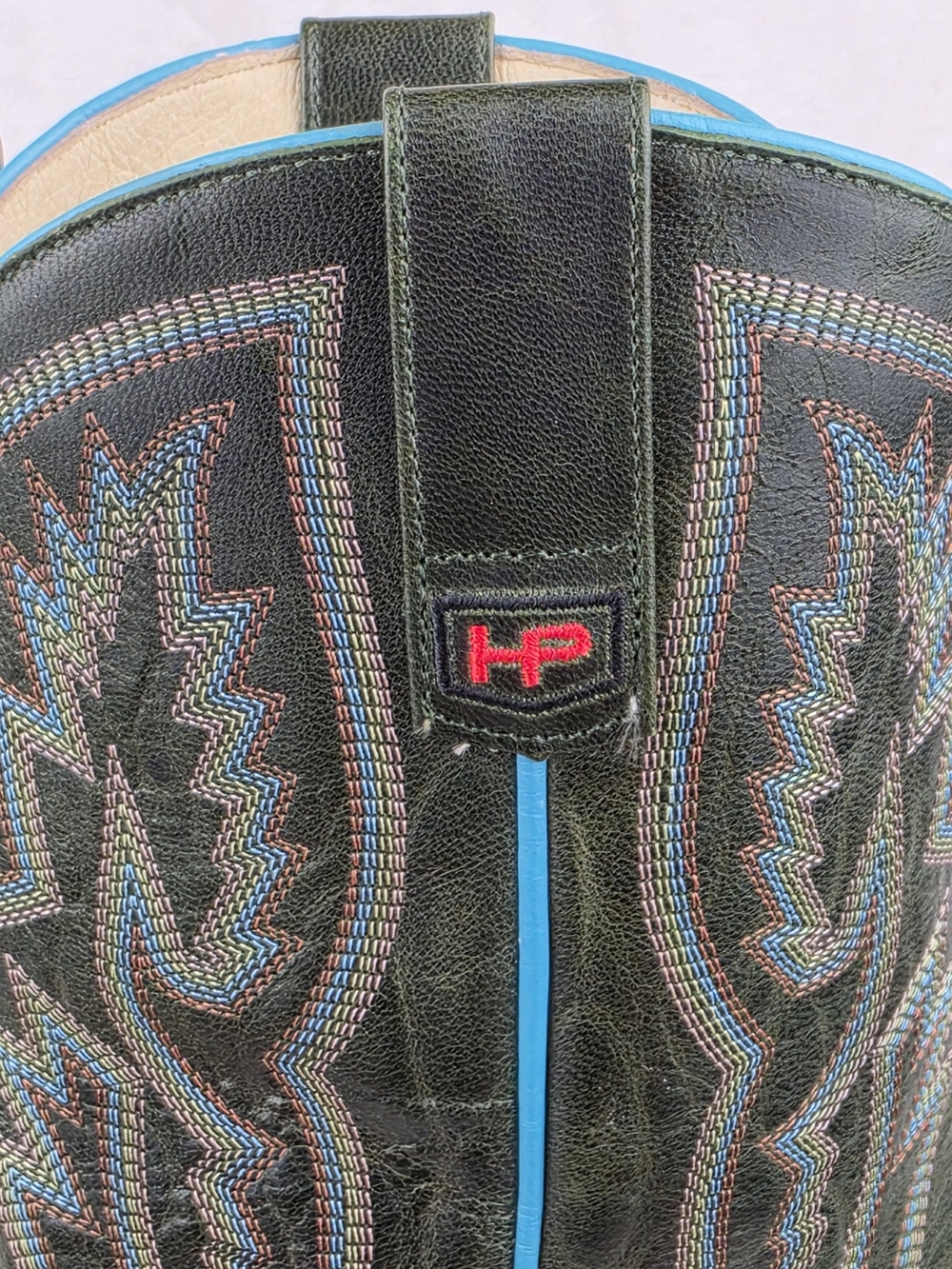 Horse Power HPW2503 Ostrich Print Steel Toe Work Boots Mens 11.5D Honey Green - Picture 10 of 10